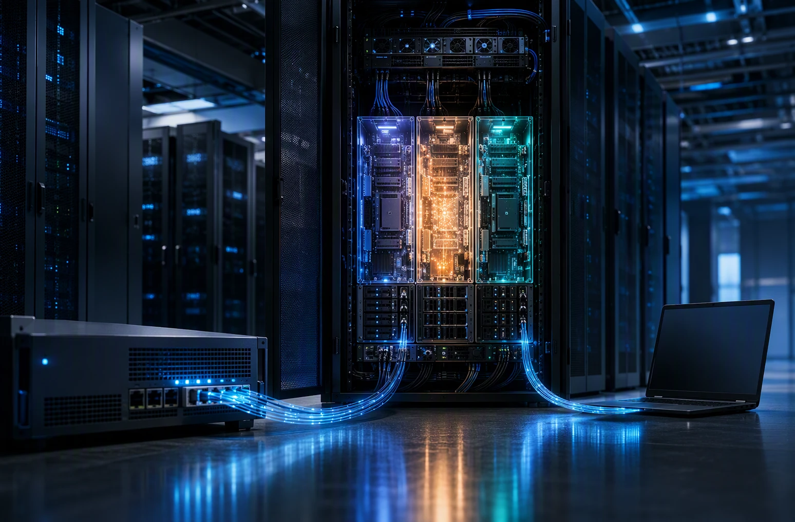 NVMe server handling visitor request flow