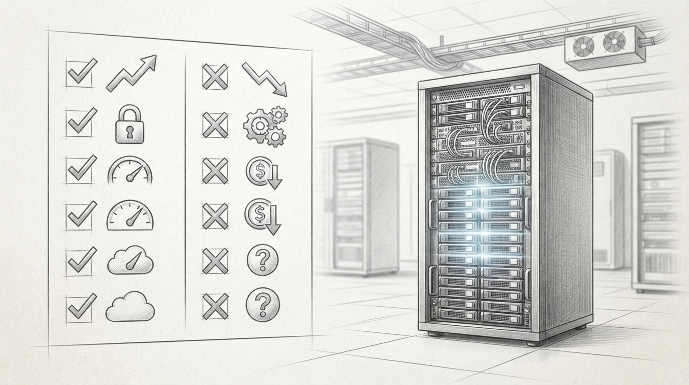 Checklist beside glowing server rack hardware