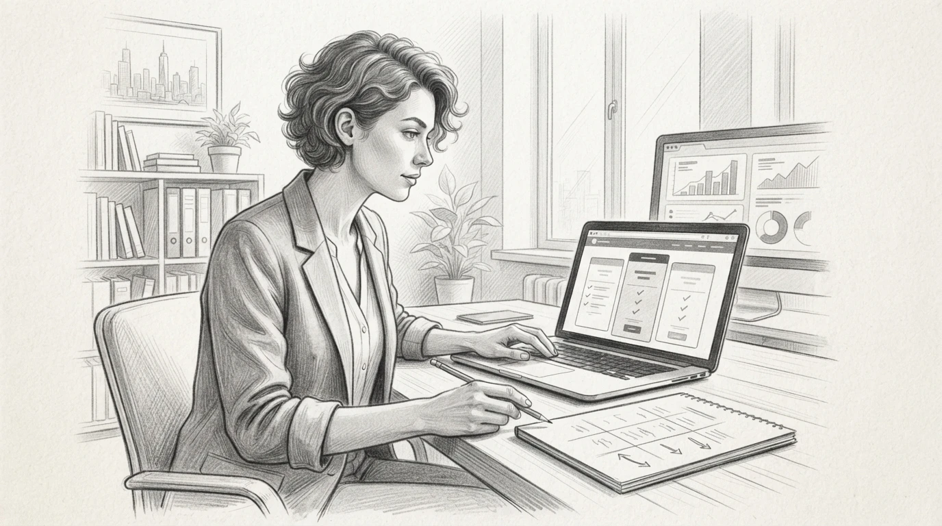 Business owner comparing website hosting plans
