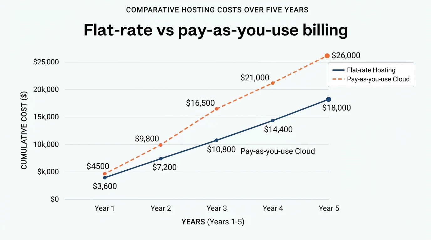 Five-year cost comparison line graph