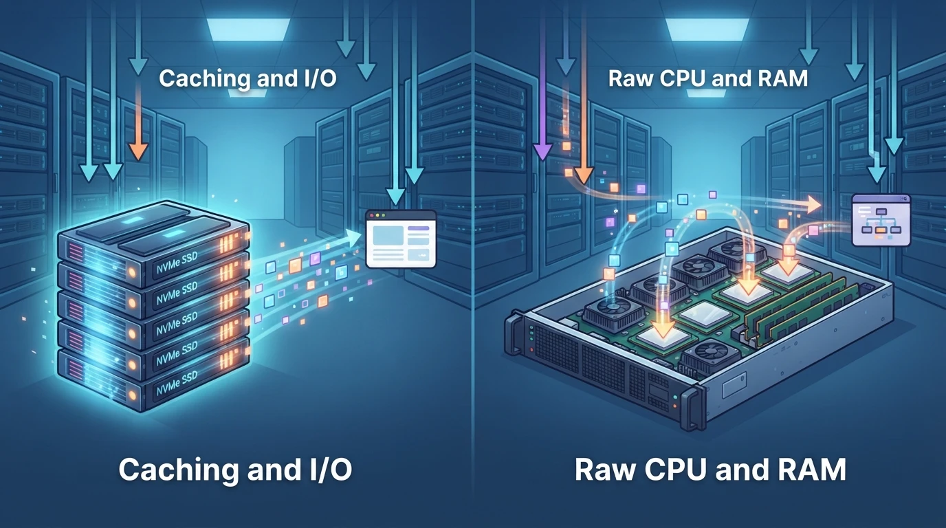 NVMe cache and dedicated CPU request paths